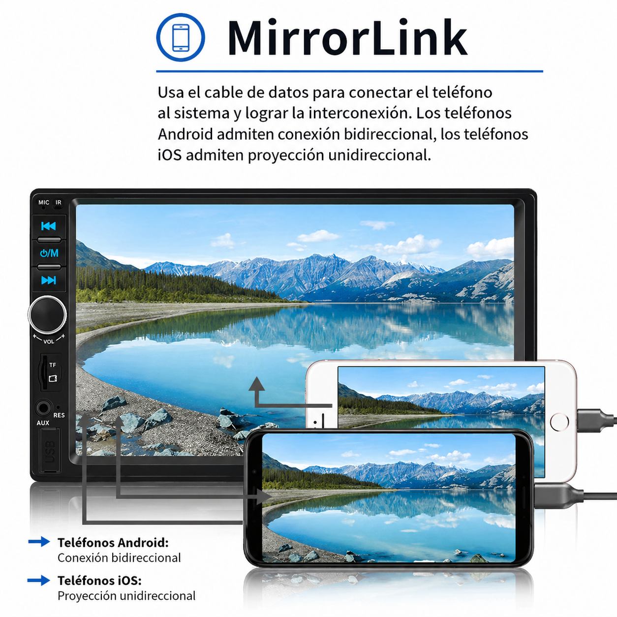 Reproductor digital para carro con perilla, 7018B, auxiliar, USB, MP5 Player