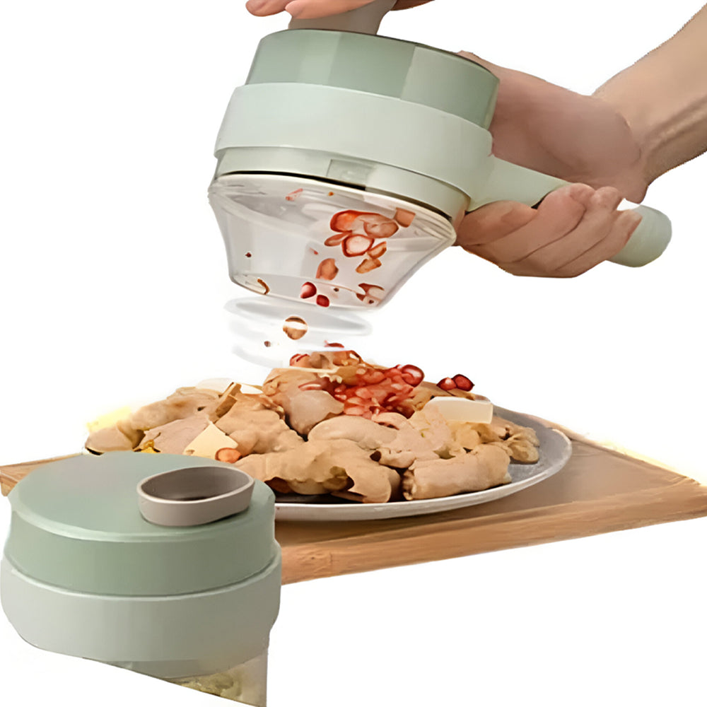 Cortador de verduras eléctrico de mano 4 en 1, multifunción, procesador de alimentos, mini picador y rebanador