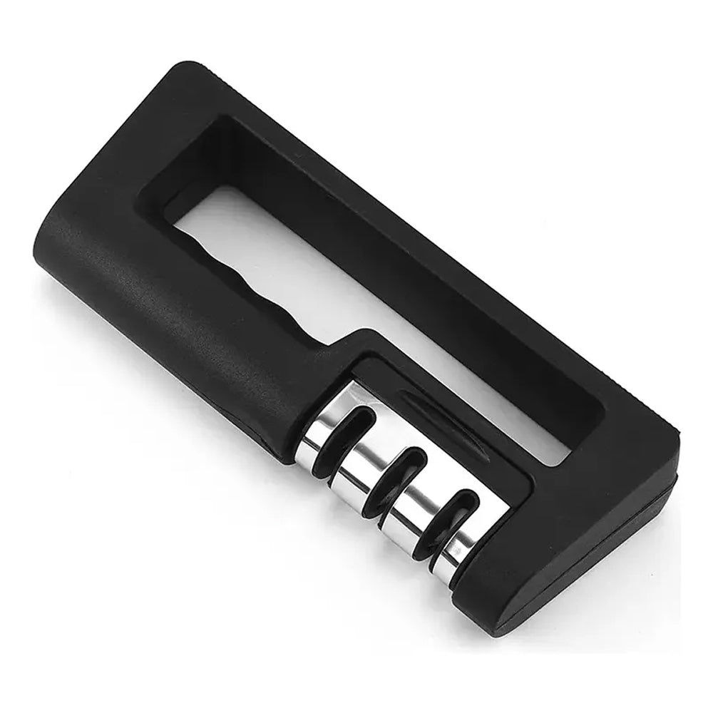 Afilador de cuchillos, amolador profesional con 3 ranuras, color negro