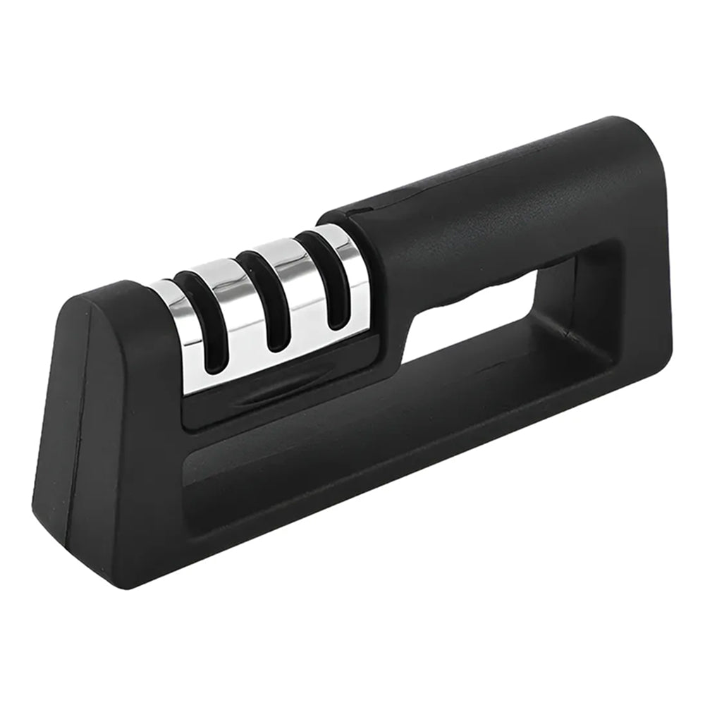 Afilador de cuchillos, amolador profesional con 3 ranuras, color negro