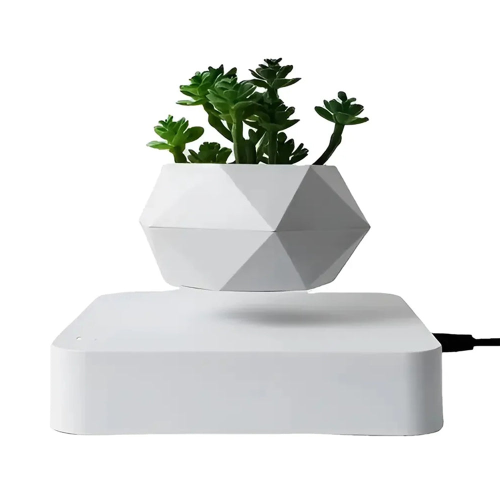 Maceta flotante para plantas, levitación magnética, color blanco