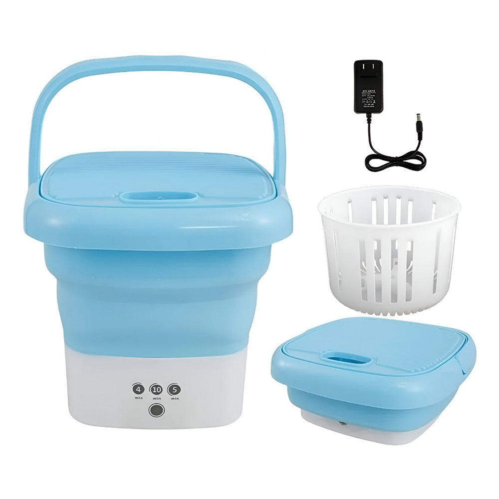 Mini lavadora plegable portátil de 3Kg, ligera y fácil de transportar, color azul