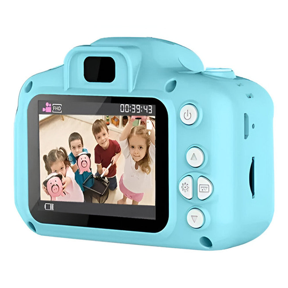 Cámara para niños portátil con pantalla a color de 2 pulgadas, azul