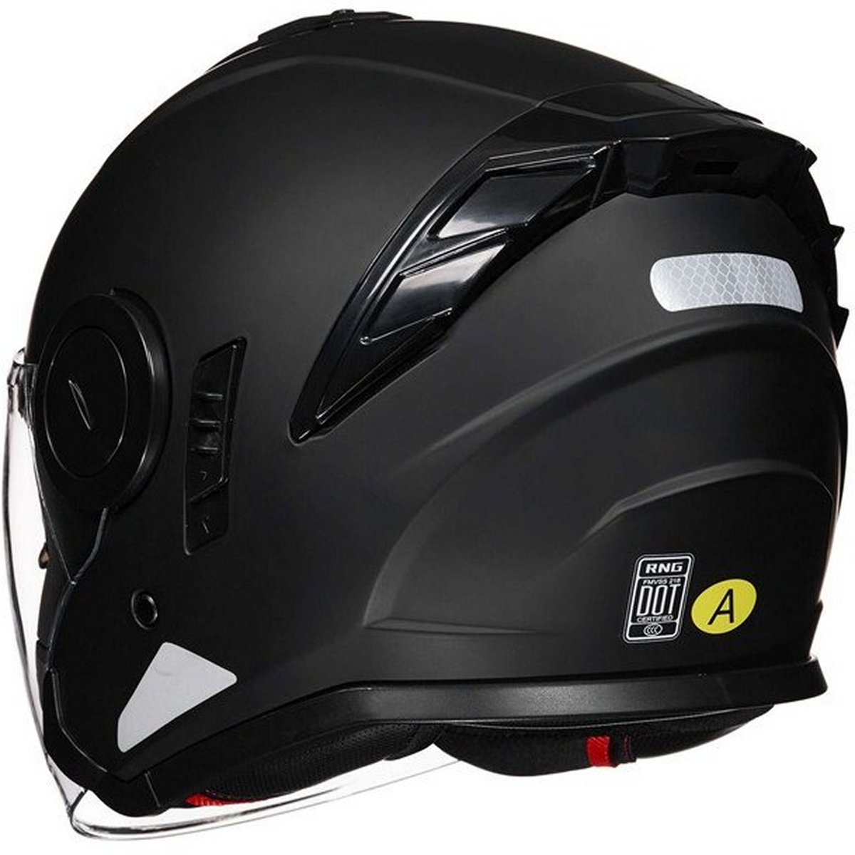 Casco para motocicleta, semi-integral con diseño abierto, color negro, RNG BY-760 talla XL