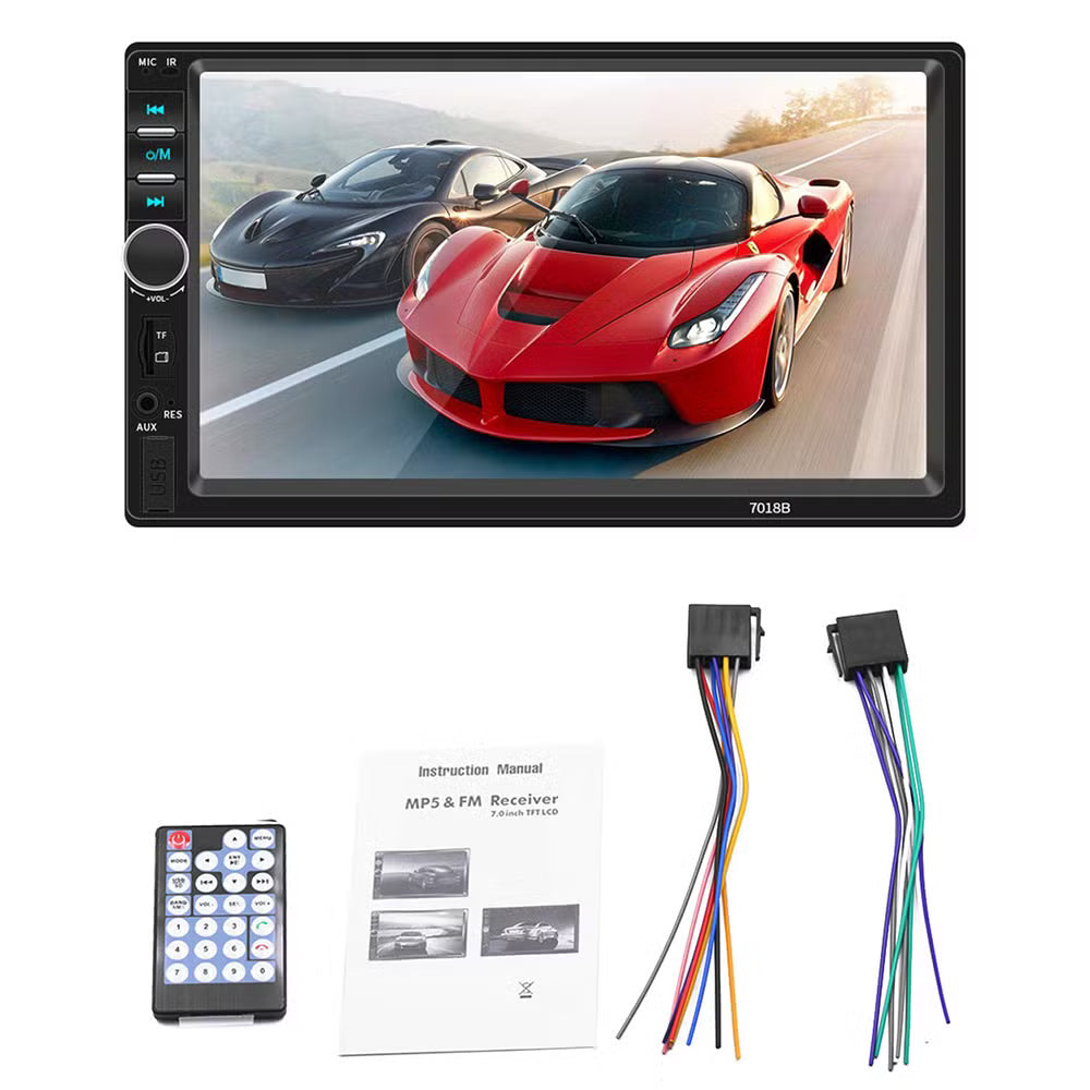 Reproductor digital para carro con perilla, 7018B, auxiliar, USB, MP5 Player