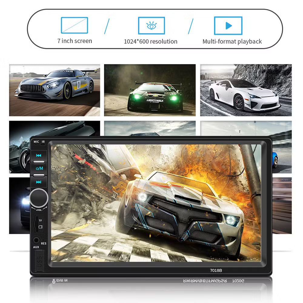 Reproductor digital para carro con perilla, 7018B, auxiliar, USB, MP5 Player