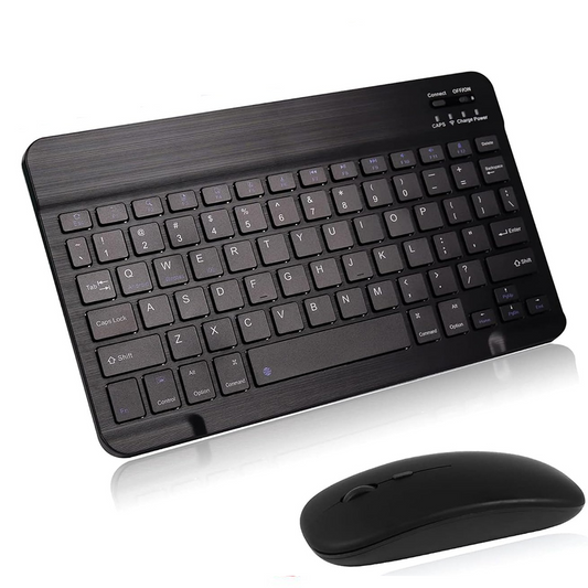 Juego de teclado y mouse inalámbrico slim, bluetooth, qwerty, color negro