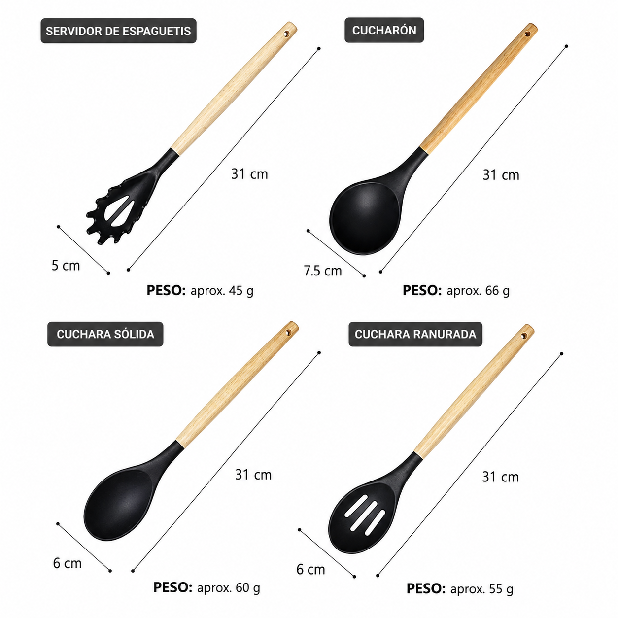 Set de utensilios de cocina de silicón - 12 piezas