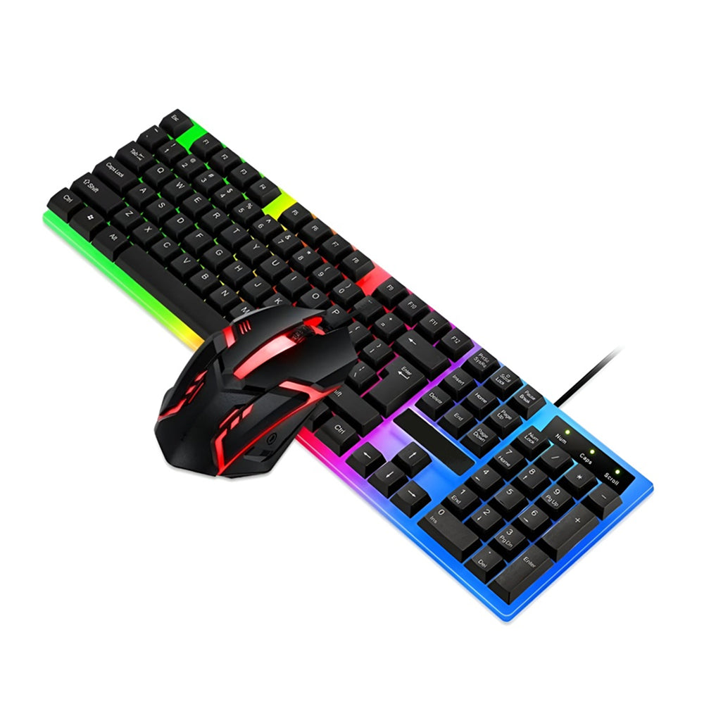 Teclado y mouse gamer iluminado, luz RGB con cable USB