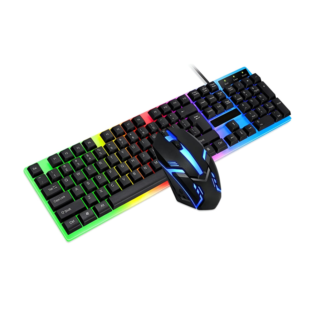 Teclado y mouse gamer iluminado, luz RGB con cable USB