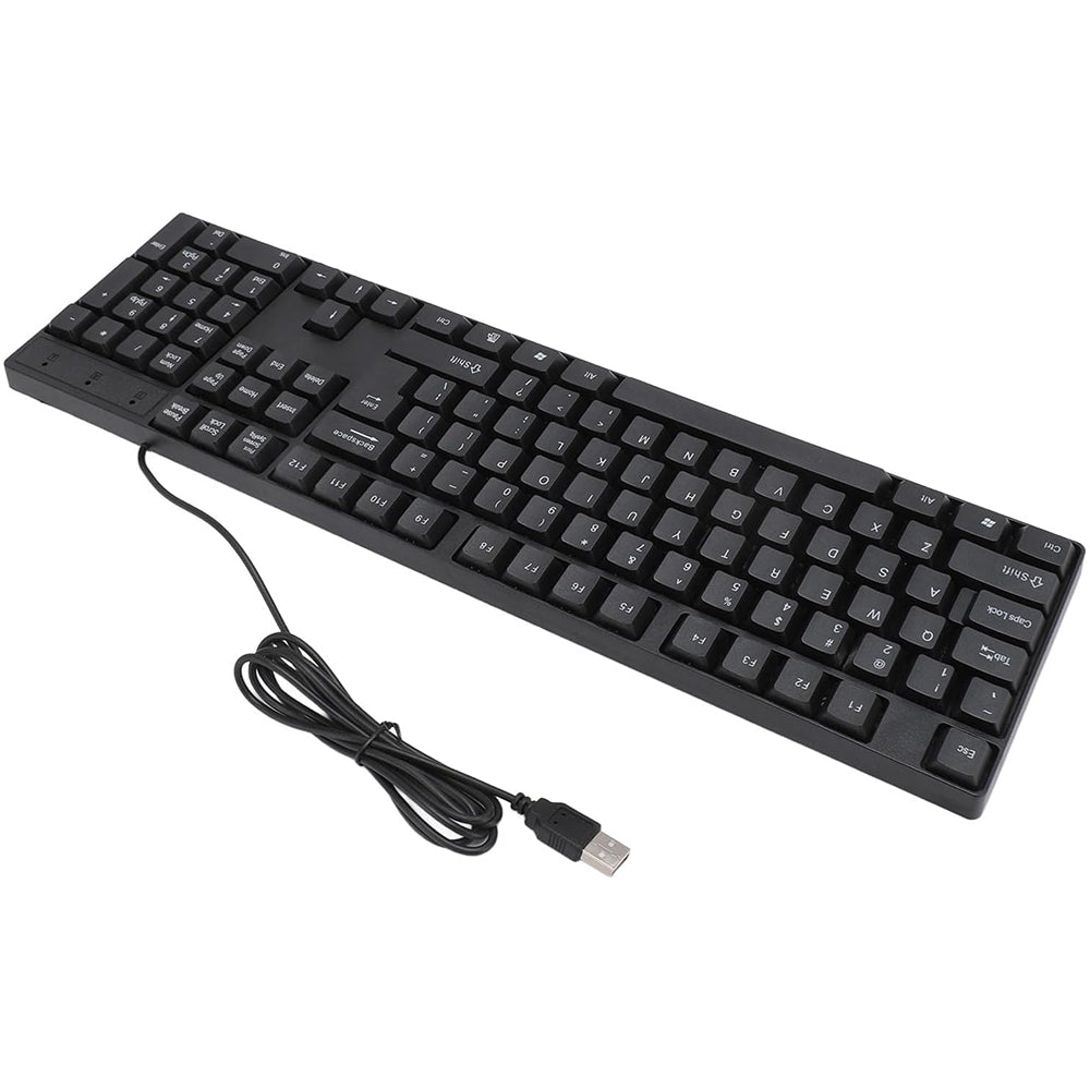 Teclado de computadora con cable USB, teclado básico, negro