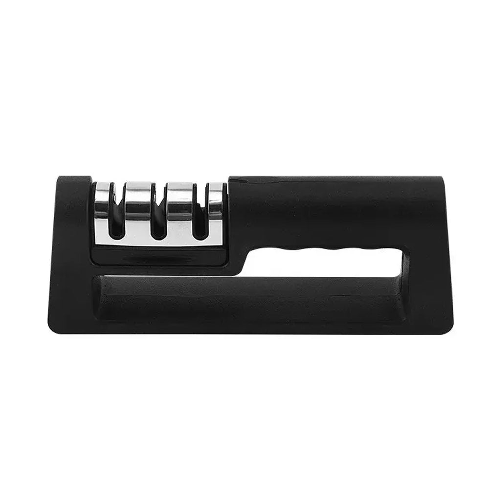 Afilador de cuchillos, amolador profesional con 3 ranuras, color negro
