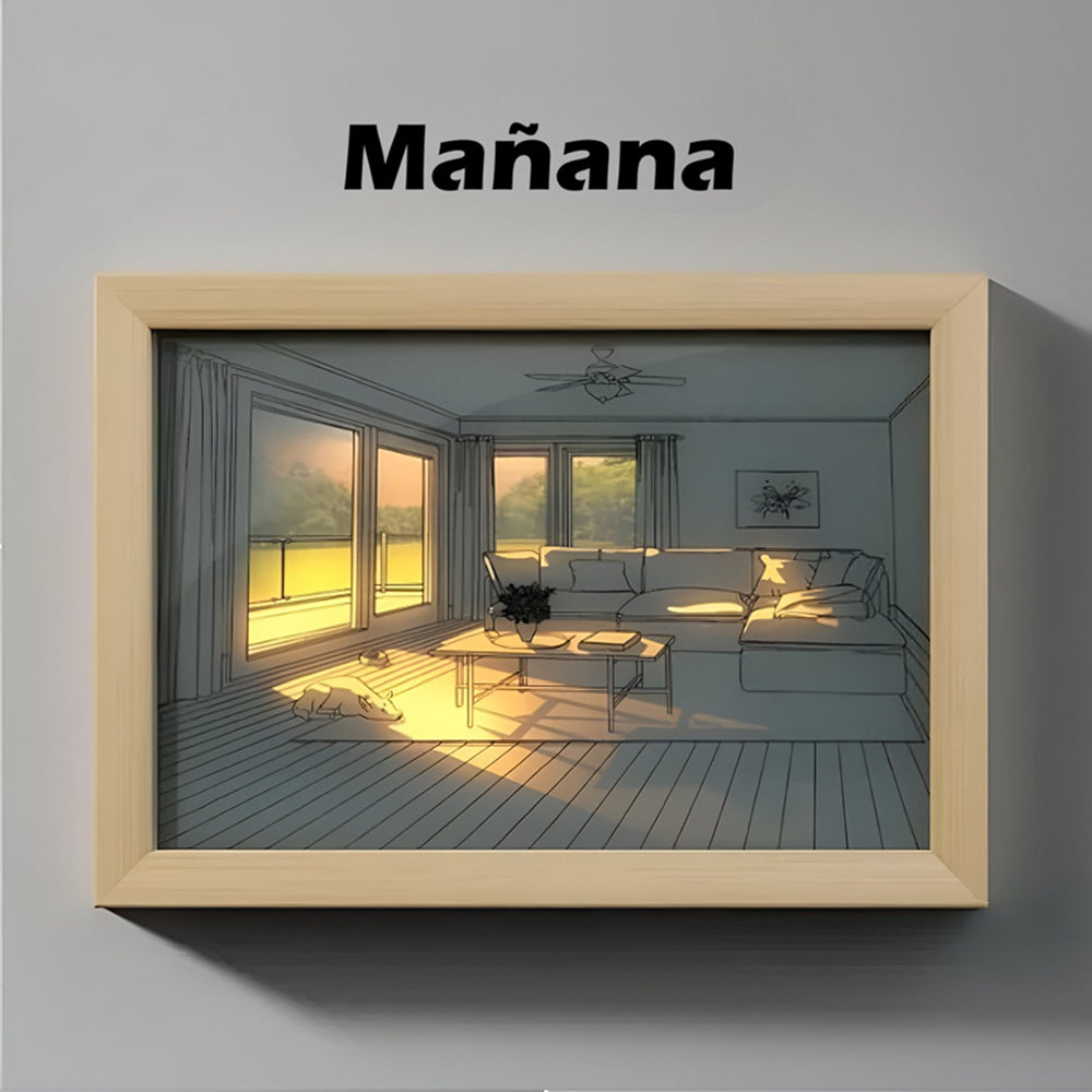 Cuadro de pintura digital de pared con luz LED, con tres iluminaciones, perro tomando el sol