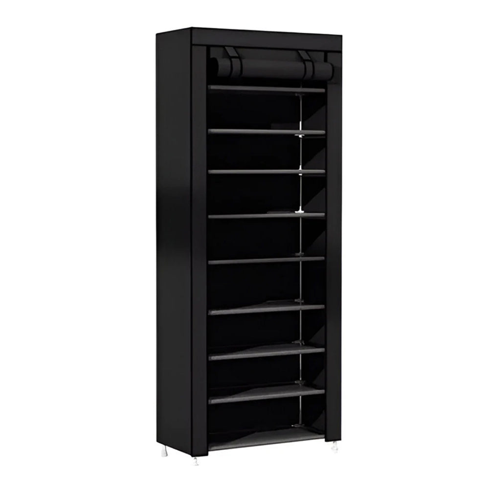 Organizador de zapatos grande armable, tipo clóset de 9 niveles con forro de tela