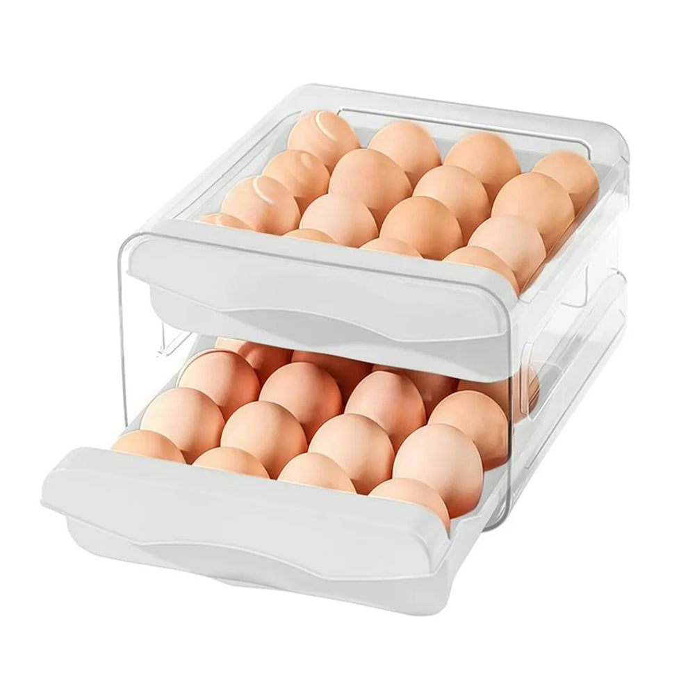 Organizador de huevos para refrigerador, tipo cajón de 2 capas apilables, naranja