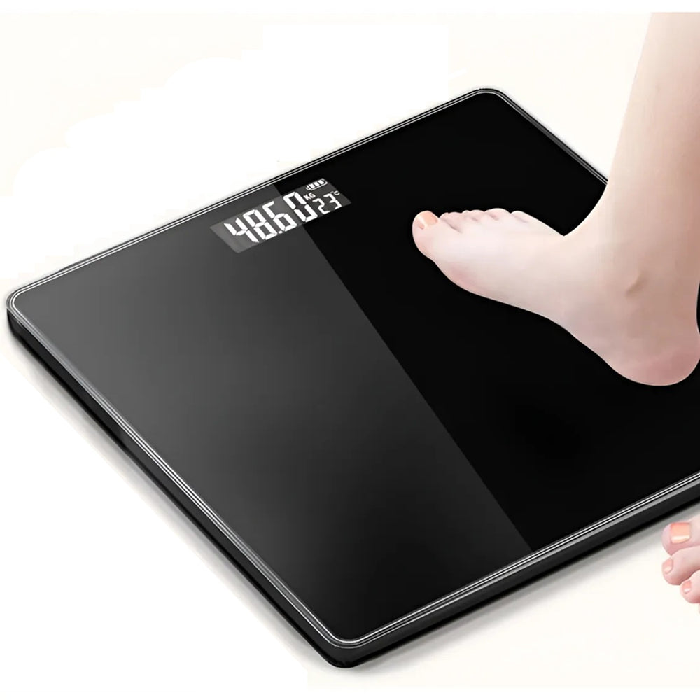 Báscula digital para peso corporal, pantalla LCD, negra
