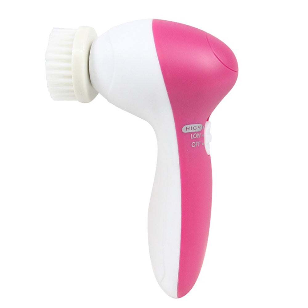 Cepillo limpiador facial eléctrico 5 en 1 de 2 velocidades, color rosa