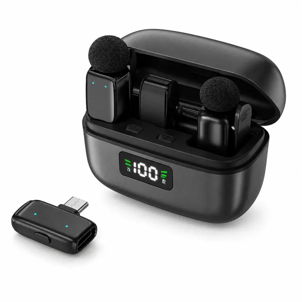 Microfono Inalámbrico Mini 8, lavalier 2.4G, negro