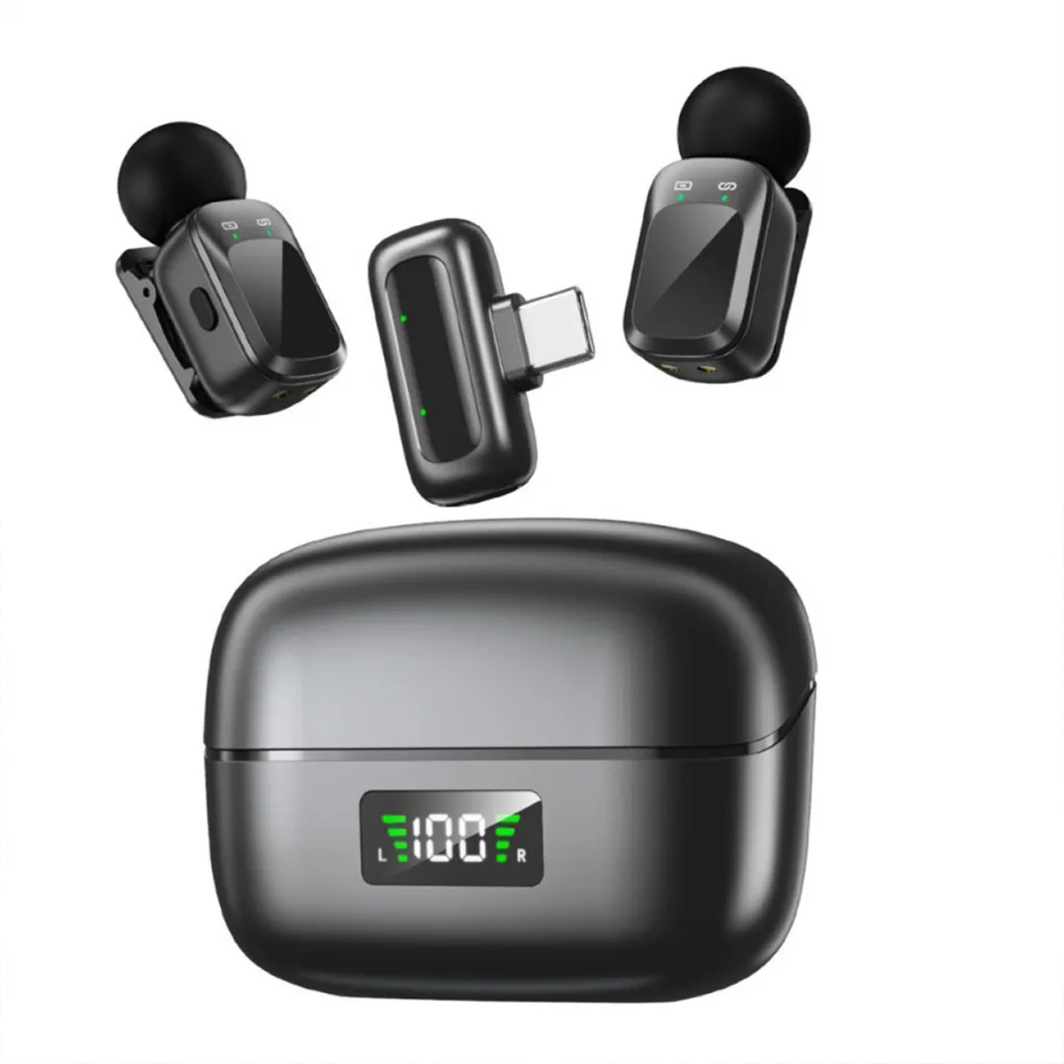 Microfono Inalámbrico Mini 8, lavalier 2.4G, negro
