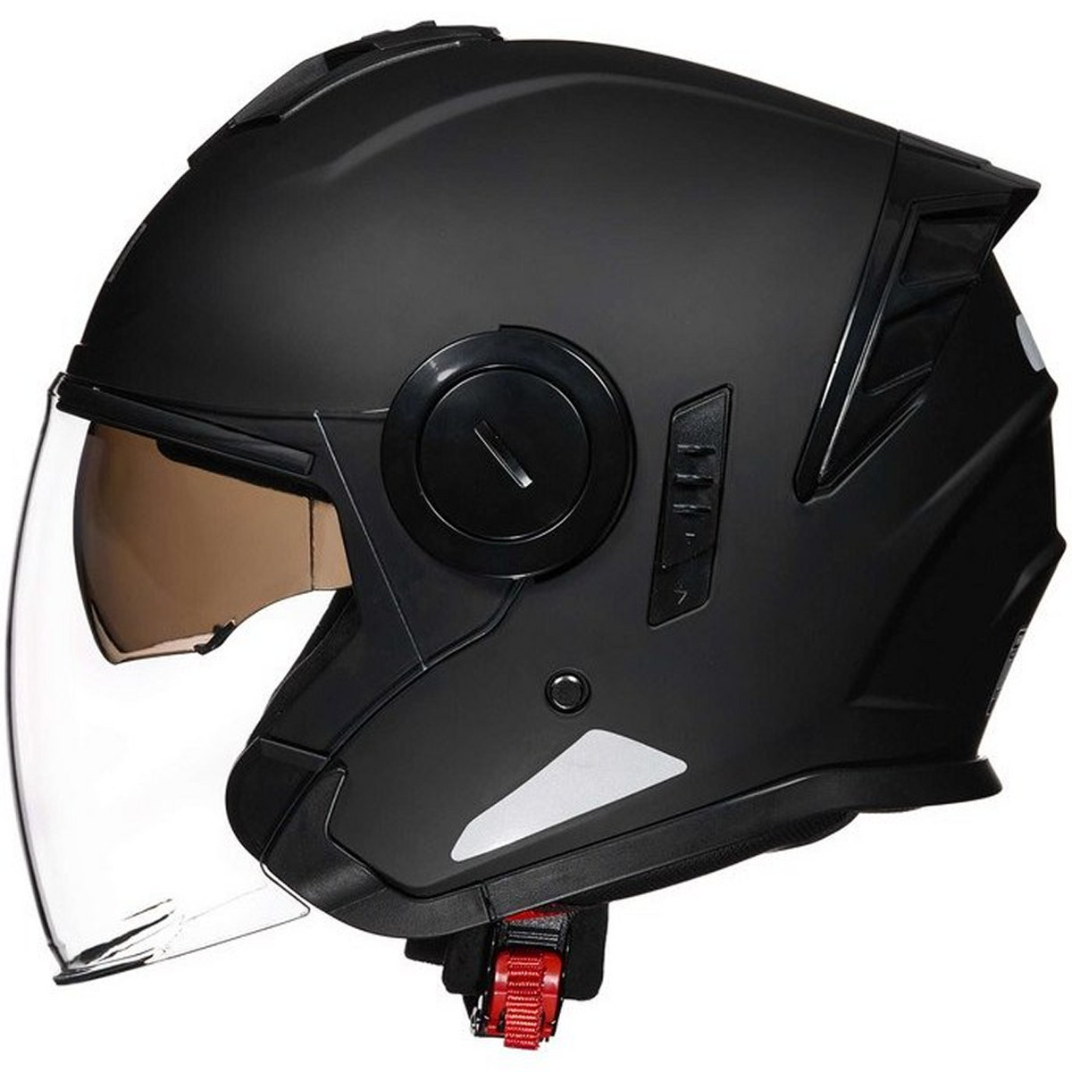 Casco para motocicleta, semi-integral con diseño abierto, color negro, RNG BY-760 talla XL