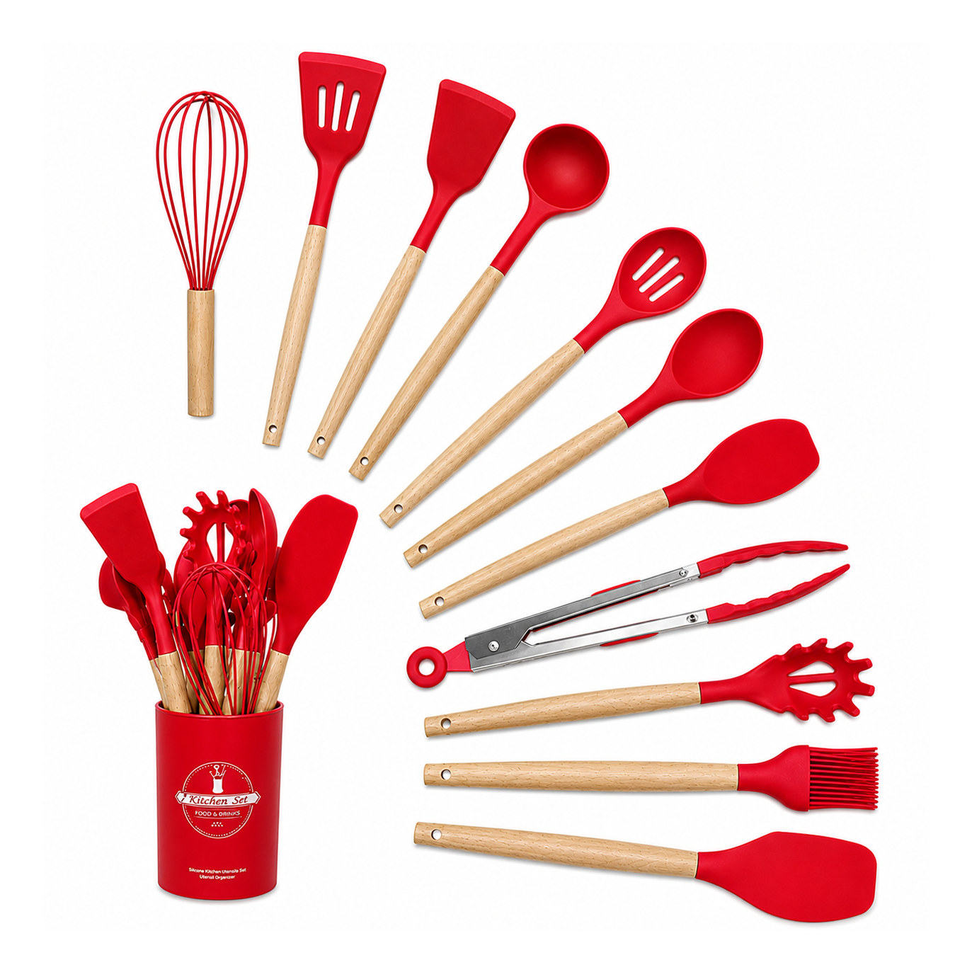 Set de utensilios de cocina de silicón - 12 piezas