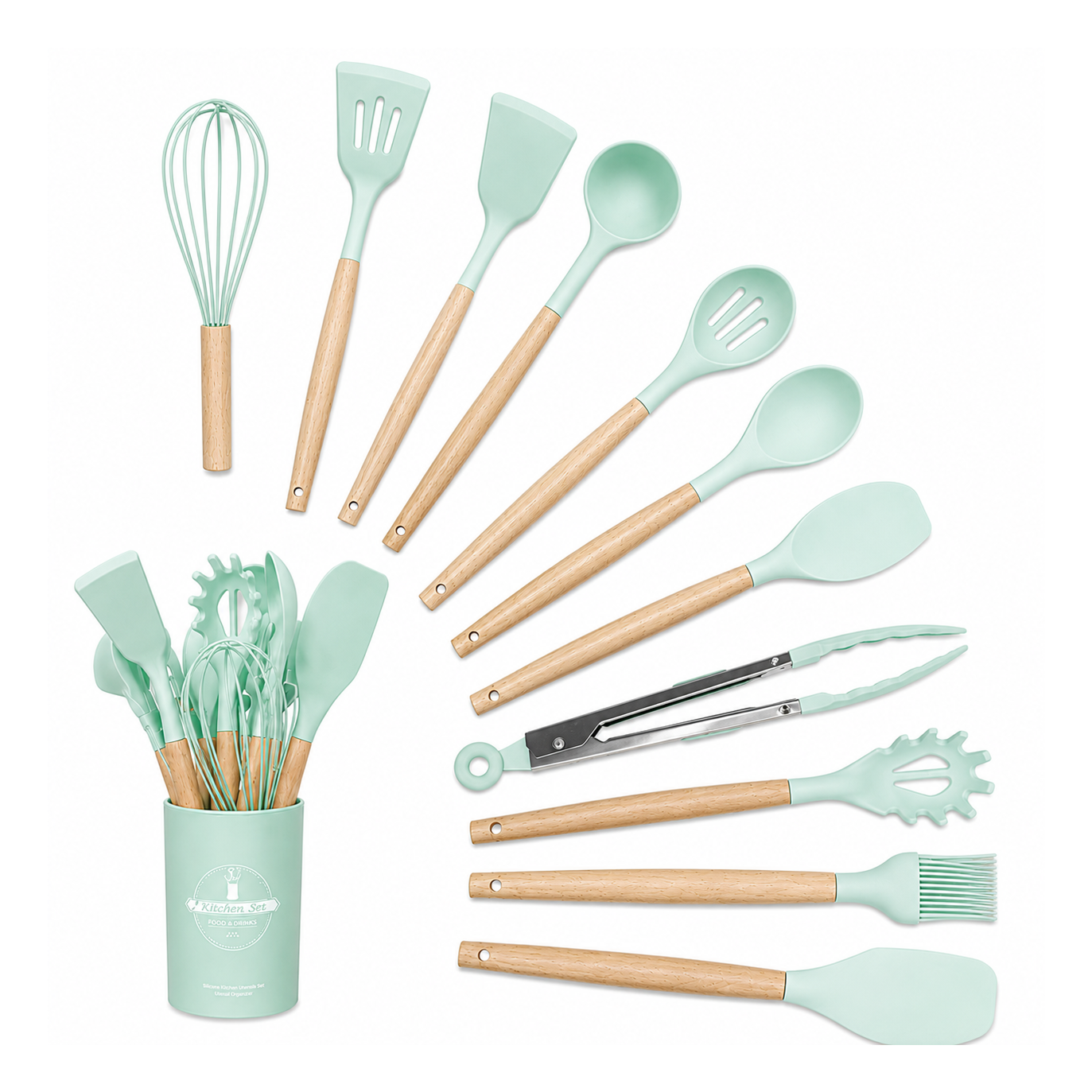 Set de utensilios de cocina de silicón - 12 piezas