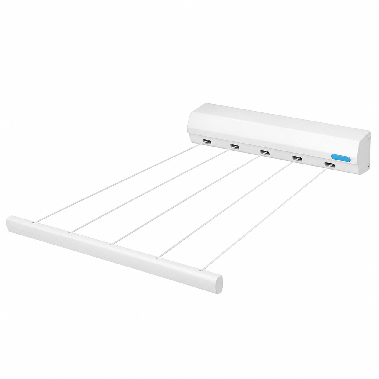 Tendedero retráctil para ropa, de 5 cuerdas, extensible, para interiores y exteriores, color blanco